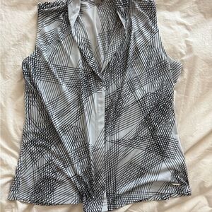 Calvin Klein Black and Gray Geometric Blouse